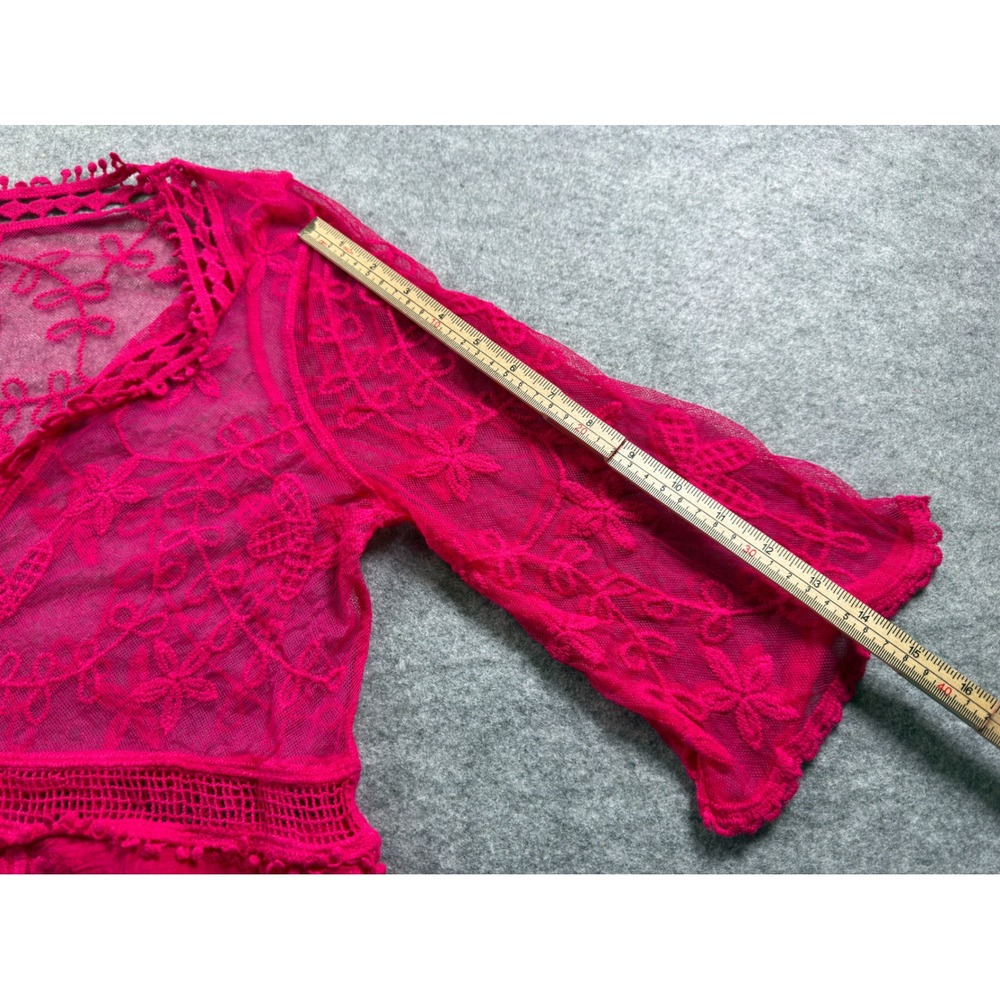 Eomenie Lace Bathing Suit Cover Up Women OS Hot Pink Plunging V Neck Beach Dress - Picture 7 of 12